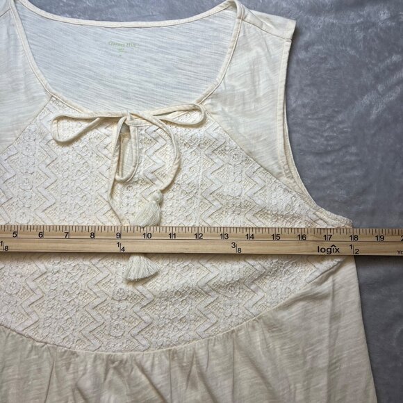 Garnet Hill Sleeveless Ivory Tunic Top Size M Cotton Lace Detail, Cottage Boho - Picture 8 of 9